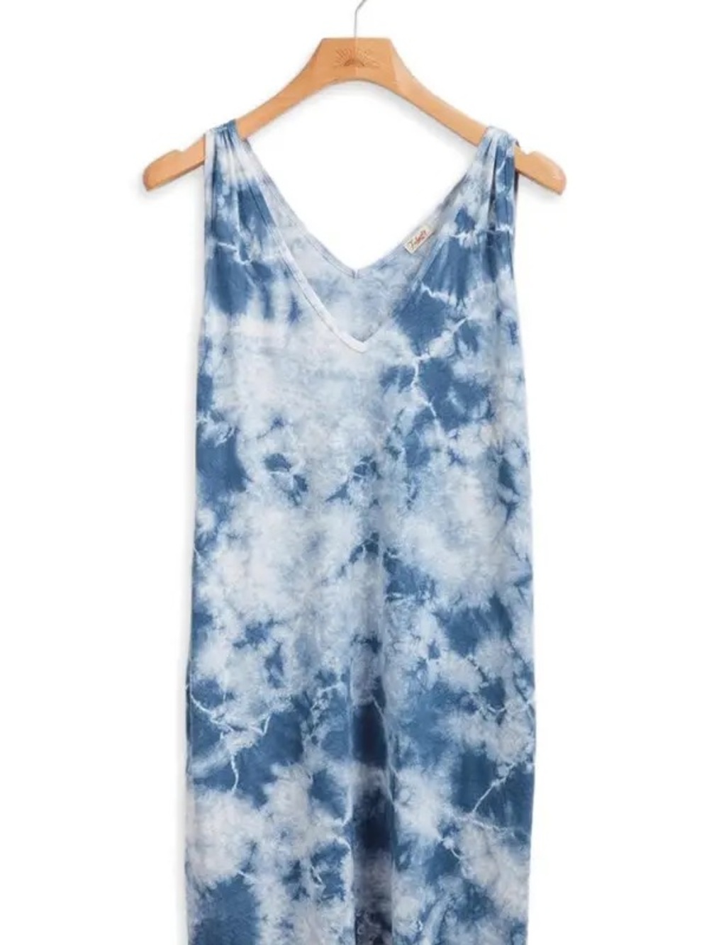 Faherty Georgia Dress Blue & White Tie-Dye V-Neck NWT